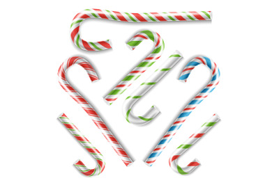 Classic Xmas Candy Cane Vector. Isolated On White Illustration