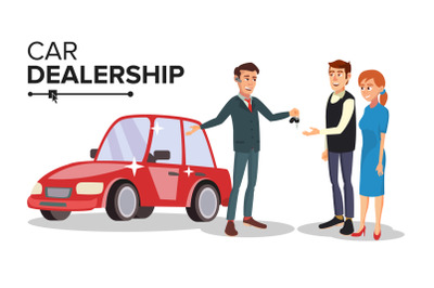 Car Dealer Vector. Car Dealership Agent. Auto Selling Concept. Isolated Flat Cartoon Character Illustration