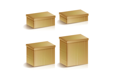 Realistic Cardboard Boxes Set Isolated Vector Illustration. Delivery And Packing Concept. Box Package, Warehouse Parcel, Packaging Cargo.