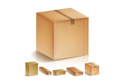 Realistic Cardboard Boxes Set Isolated