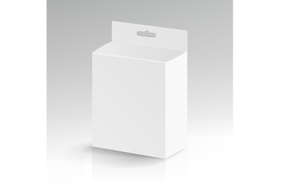 White Blank Cardboard Rectangle Vector. Realistic White Package