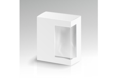 White Blank Cardboard Rectangle Vector. Realistic Mock Up White Package Box.