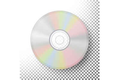 DVD Disc Vector. Realistic Compact CD Disc Mock Up Isolated On Transparent Background. Music Plastic Sound Data. Video Blue-ray, Information Medium Illustration