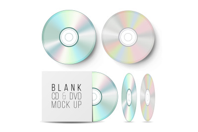 CD Disc Set Vector. Realistic Mock Up With DVD Case. Blank Compact Disc. Music Plastic Sound Data. Video Blue-ray, Information Medium Isolated Illustration