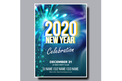 2020 Christmas Party Flyer Poster Vector. Happy New Year. Music Night Club Event. Greeting Dance Event. Design Illustration