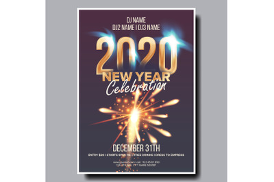 2020 Christmas Party Flyer Poster Vector. Happy New Year. Celebration Template. Winter Background. Design Illustration