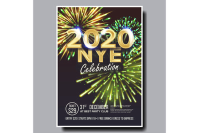 2020 Christmas Party Flyer Poster Vector. Happy New Year. Music Night Club Event. Greeting Dance Event. Design Illustration