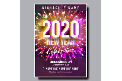 2020 Christmas Party Flyer Poster Vector. Happy New Year. Night Club Celebration. Musical Concert Banner. Design Illustration