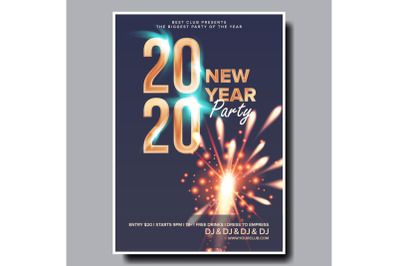 2020 Christmas Party Flyer Poster Vector. Happy New Year. Night Club Celebration. Musical Concert Banner. Design Illustration