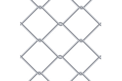 Chain Link Fence Background. Industrial Style Wallpaper. Realistic Geometric Texture. Steel Wire Wall Isolated On White. Vector illustration