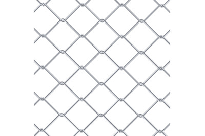 Chain Link Fence Background. Industrial Style Wallpaper. Realistic Geometric Texture. Steel Wire Wall Isolated On White. Vector illustration