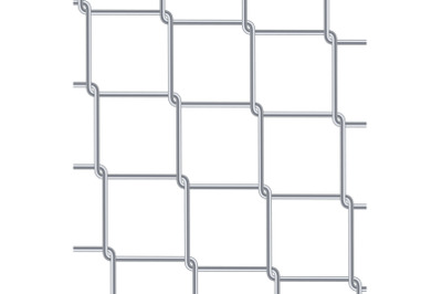 Chain Link Fence Background. Industrial Style Wallpaper. Realistic Geometric Texture. Steel Wire Wall Isolated On White. Vector illustration