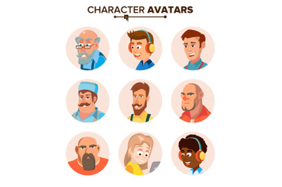 People Characters Avatars Set Vector. Cartoon Flat Isolated Illustration