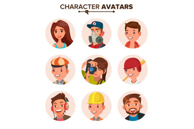 People Avatars Set Vector. Face, Emotions. Default Characters Avatar Placeholder Collection. Cartoon, Comic Art Flat Isolated Illustration