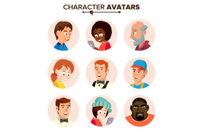 People Characters Avatars Set Vector. Cartoon Flat Isolated Illustration