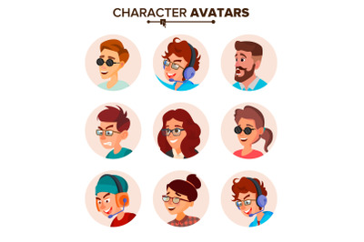 Character People Avatar Set Vector. Face. Default Avatar Placeholder. Cartoon, Comic Art Flat Isolated Illustration