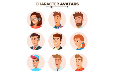 People Characters Avatars Set Vector. Cartoon Flat Isolated Illustration