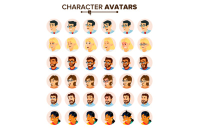 Business People Avatars Set Vector. Man, Woman. Face, Emotions. Default People Character Avatar Placeholder. Office Worker Person. Male, Female. Flat, Cartoon, Comic Art Isolated Illustration