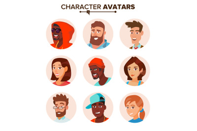 People Characters Avatars Set Vector. Cartoon Flat Isolated Illustration