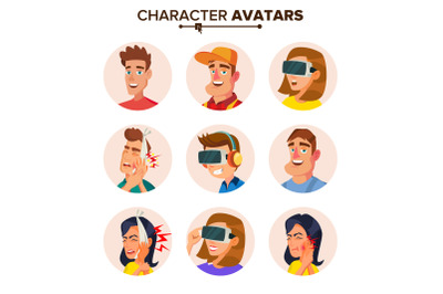 People Characters Avatars Set Vector. Cartoon Flat Isolated Illustration