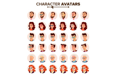 People Avatar Set Vector. Man, Woman. User Portrait. Office Worker. Beautiful Male, Female. Modern Employer. Default Placeholder. Strong Pictogram. Flat Cartoon Character Illustration