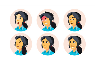 Avatar Icon Woman Vector. User Person. Trendy Image. Asiatic, Chinese, Korean. Flat Cartoon Character Illustration