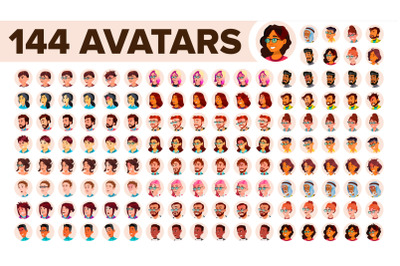 People Avatar Set Vector. Man, Woman. Default Placeholder. Colored Member. User Person. Expressive Picture. Round Portrait. Comic Face Art. Cheerful Worker. Flat Cartoon Character Illustration