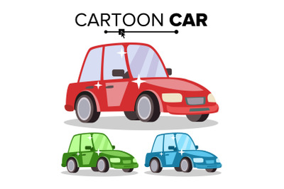 Cartoon Car Vector. Reg, Green, Blue. Flat Style. Isolated On White Illustration.