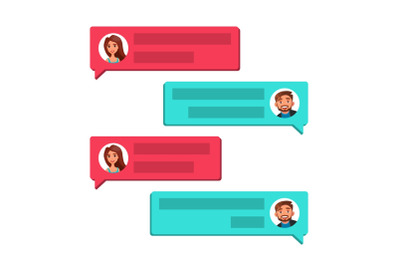 Chatting Vector. Communication Screen. Dialog Symbol. Bubble Speeches Messages. Isolated Flat Cartoon Illustration