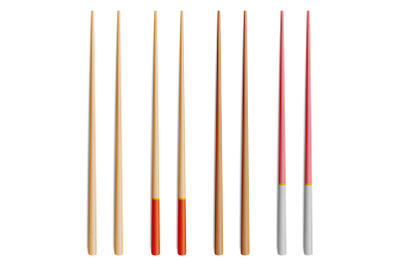 Chopsticks Vector Set. Realistic Wooden Set Of Classic Japanese, Chinese, Asian Food Chopsticks Isolated Illustration