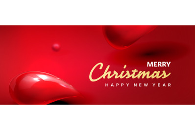 Christmas Banner Vector. Header. Red Horizontal Background Illustration