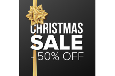 Christmas Sale Banner Vector. Business Advertising Illustration. Holidays Xmas Sale Poster. Winter Offer Template Design For Web, Flyer, Holidays Winter Card, Advertising.