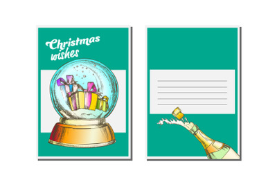 Christmas Greeting Card Vector. Snow Globe. Seasons. Winter Wishes. Holiday Concept. Hand Drawn Illustration