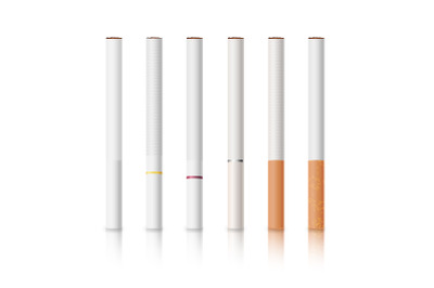 Cigarettes Set With White And Yellow Filters Isolated Vector Illustration