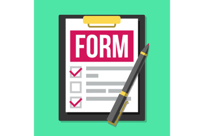 Claim Form Vector. Medical, Office Paperwork. Clipboard. Checklist, Complete Tasks. Pen. To-Do List. Flat Illustration