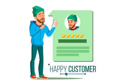 Happy Client Vector. Positive Testimonials. Happiness. Isolated Flat Cartoon Character Illustration