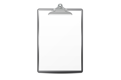 Clipboard With Paper Vector. Blank Sheet Of Paper. Mock up For Your Design. A4 Size. Isolated Illustration