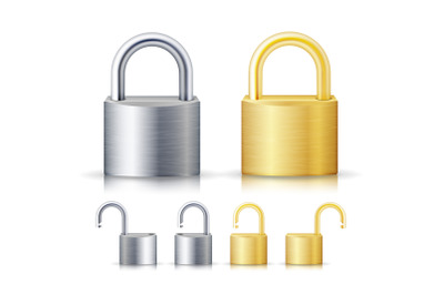 Locked And Unlocked Padlock Realistic