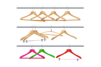 Wooden Clothes Hangers Vector