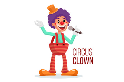 Circus Clown Vector. Performance For Hilarious Laughing People. Isolated On White Cartoon Character Illustration