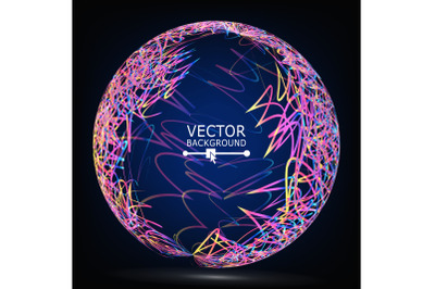 Color Lines Sphere Composition Vector. Glowing Abstract Background