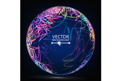 Color Lines Sphere Composition Vector. Glowing Abstract Background