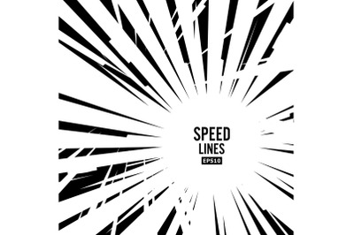 Comic Speed Lines Vector. Graphic Explosion Of Speed Lines. Comic Book Design Element. Manga Speed Frame. Superhero Action.