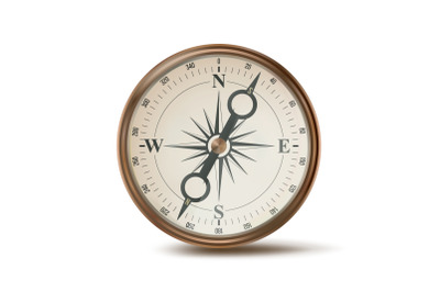 3d Compass Vector. Compass Sign. Navigation Sign. Vintage Style. Isolated On White Background Illustration