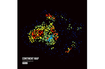 Australia And Oceania. Continent Map Abstract Background Vector. Formed From Colorful Dots Isolated On Black.