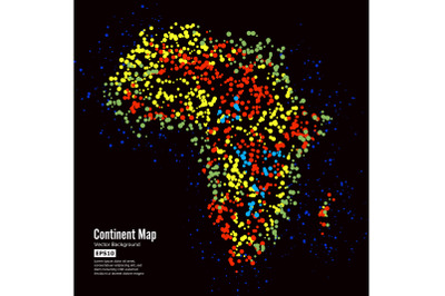 Africa. Continent Map Abstract Background Vector. Formed From Colorful Dots Isolated On Black.