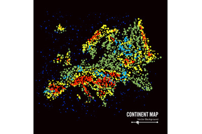 Europe. Continent Map Abstract Background Vector. Formed From Colorful Dots Isolated On Black.