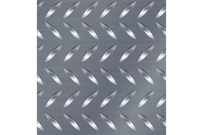 Diamond Metal Plate Seamless Vector Pattern. Corrugated Aluminum Sheet. Metal Seamless Background. Vector Illustration.