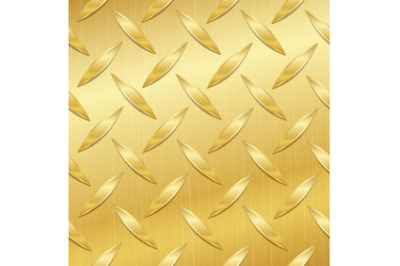 Corrugated Seamless Background. Good For Web Design. Realistic Corrugated Gold Plate Illustration. Polished, Brushed Texture.