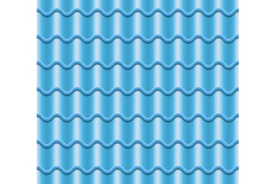 Blue Corrugated Tile Vector. Element Of Roof. Seamless Pattern. Fragment Of Roof Illustration.